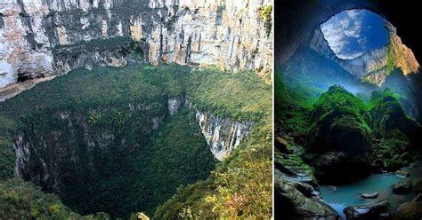 Xiaozhai Tiankeng - En Gigantisk Naturlig Grotta Med Mystisk Skönhet!